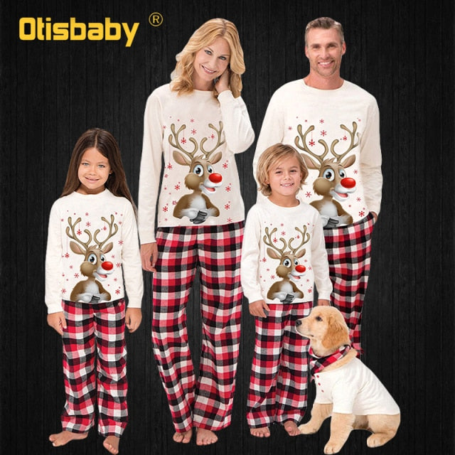 Winter 2021 Cotton Family Matching Christmas Pajamas New Year Mother Daughter Clothing Set Mom Daddy Baby Girl Boy Family Look