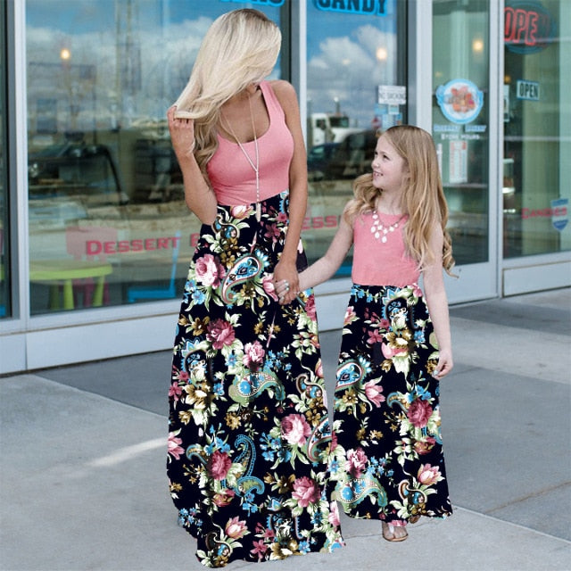 Family Matching Mom And Me Maxi Women Dress