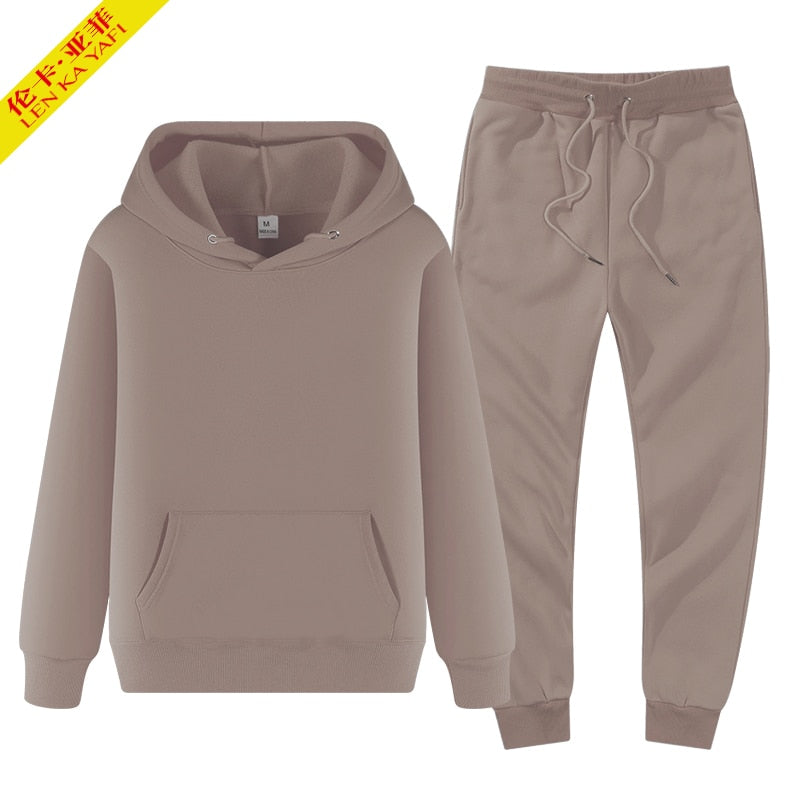 Men's Tracksuit Winter Fleece Male Hoodies Pants Sets Brown black Fashion Jogger Tracksuits Sportswear undefined 2022 Clothing