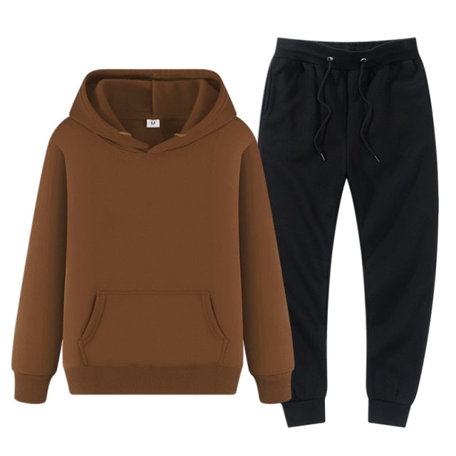 Men's Tracksuit Winter Fleece Male Hoodies Pants Sets Brown black Fashion Jogger Tracksuits Sportswear undefined 2022 Clothing