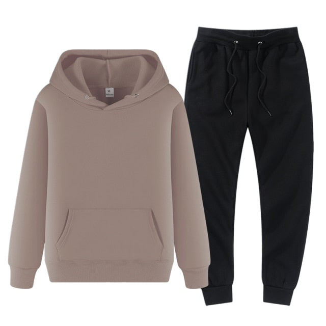 Men's Tracksuit Winter Fleece Male Hoodies Pants Sets Brown black Fashion Jogger Tracksuits Sportswear undefined 2022 Clothing