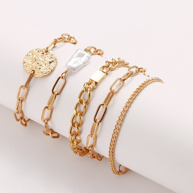 Thick Chain Bracelet Set for Women.