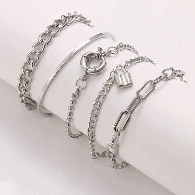 Thick Chain Bracelet Set for Women.