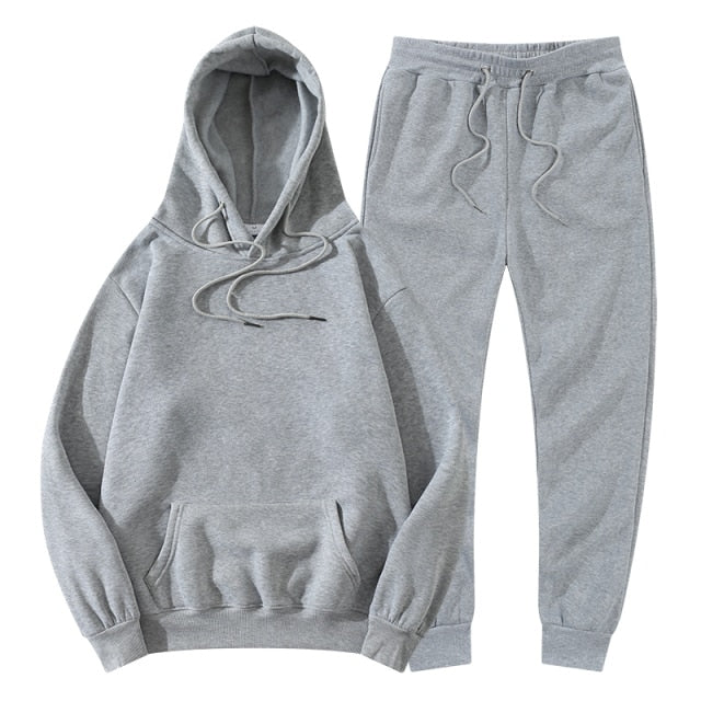 Men's Women's Tracksuit Hoodies+Pants Jogging Sweatpants Sets Winter Fleece Jogger Sports Suit Sweatshirt Pullover Fashion 2022