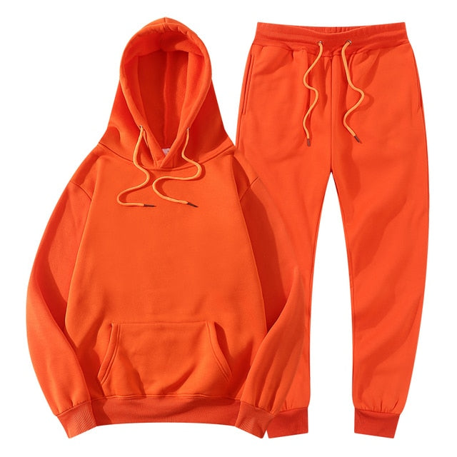 Men's Women's Tracksuit Hoodies+Pants Jogging Sweatpants Sets Winter Fleece Jogger Sports Suit Sweatshirt Pullover Fashion 2022