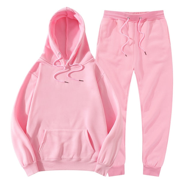 Men's Women's Tracksuit Hoodies+Pants Jogging Sweatpants Sets Winter Fleece Jogger Sports Suit Sweatshirt Pullover Fashion 2022