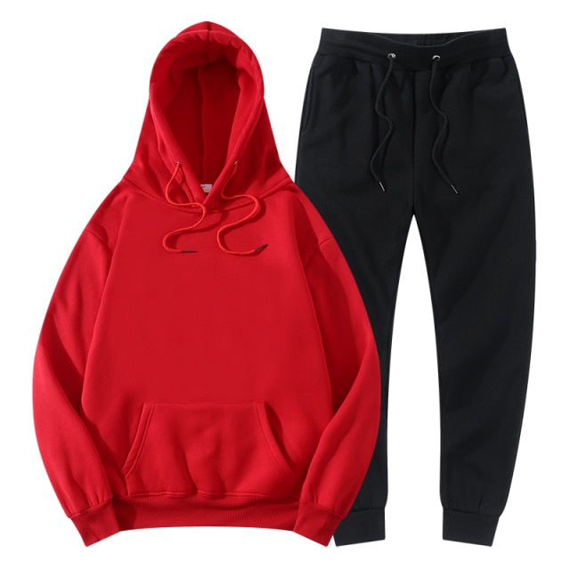 Men's Women's Tracksuit Hoodies+Pants Jogging Sweatpants Sets Winter Fleece Jogger Sports Suit Sweatshirt Pullover Fashion 2022