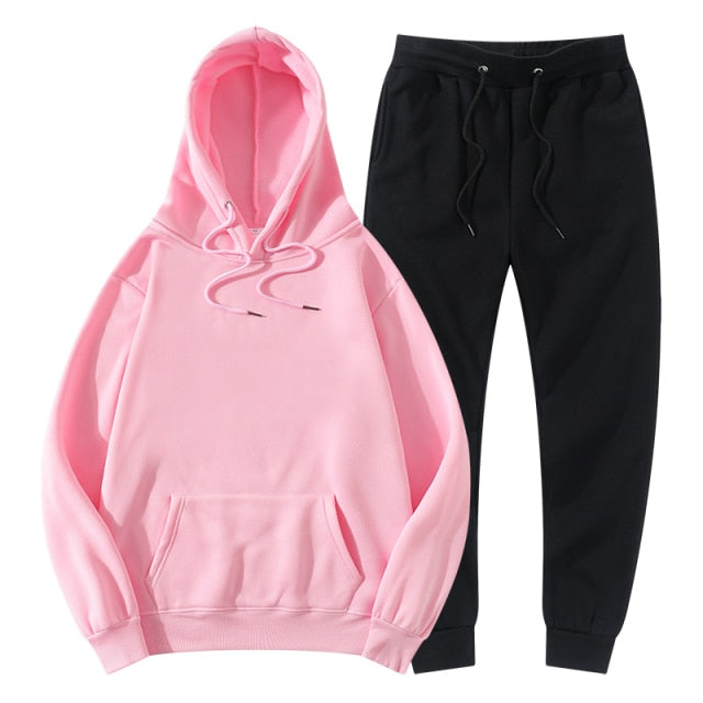 Men's Women's Tracksuit Hoodies+Pants Jogging Sweatpants Sets Winter Fleece Jogger Sports Suit Sweatshirt Pullover Fashion 2022