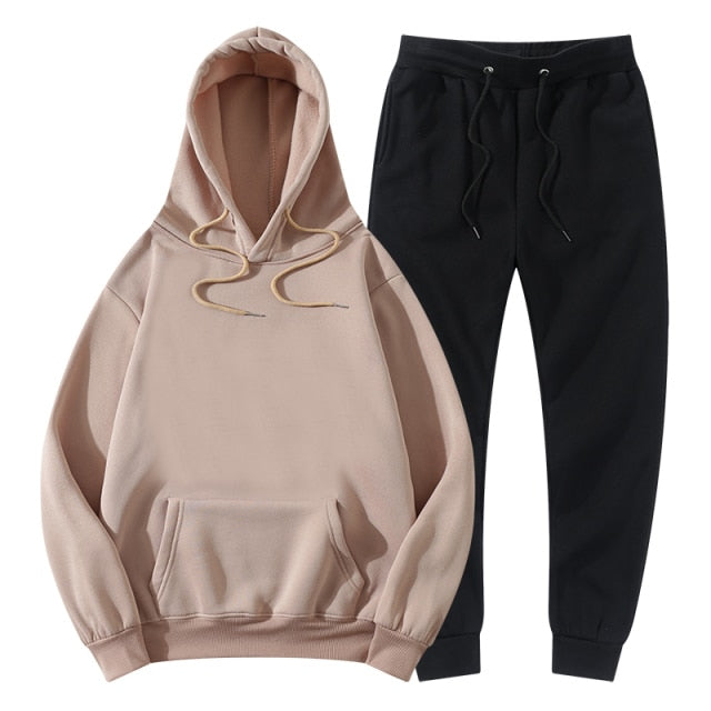 Men's Women's Tracksuit Hoodies+Pants Jogging Sweatpants Sets Winter Fleece Jogger Sports Suit Sweatshirt Pullover Fashion 2022