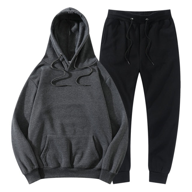 Men's Women's Tracksuit Hoodies+Pants Jogging Sweatpants Sets Winter Fleece Jogger Sports Suit Sweatshirt Pullover Fashion 2022