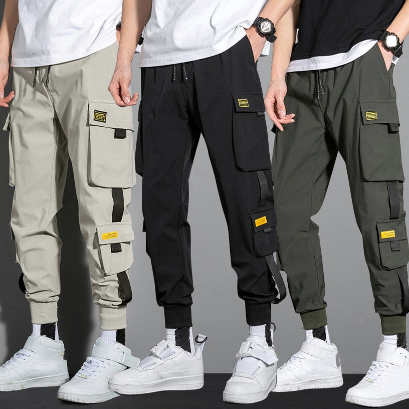 Men's Hip Hop Cargo Joggers Streetwear.