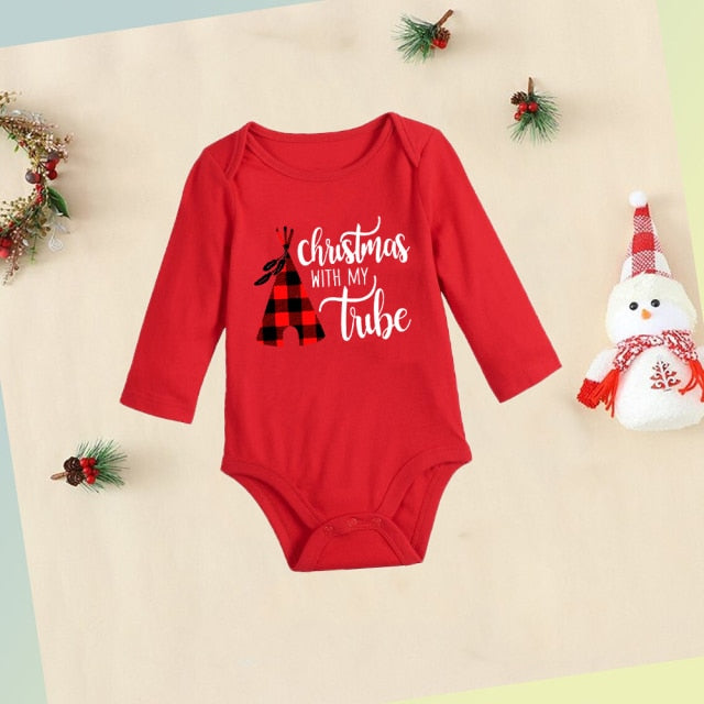 Newborn First Christmas Baby Red Cotton Romper Infant Boys Girls Unisex Long Sleeve Bodysuit Jumpsuit Clothes Toddler Xmas Gift