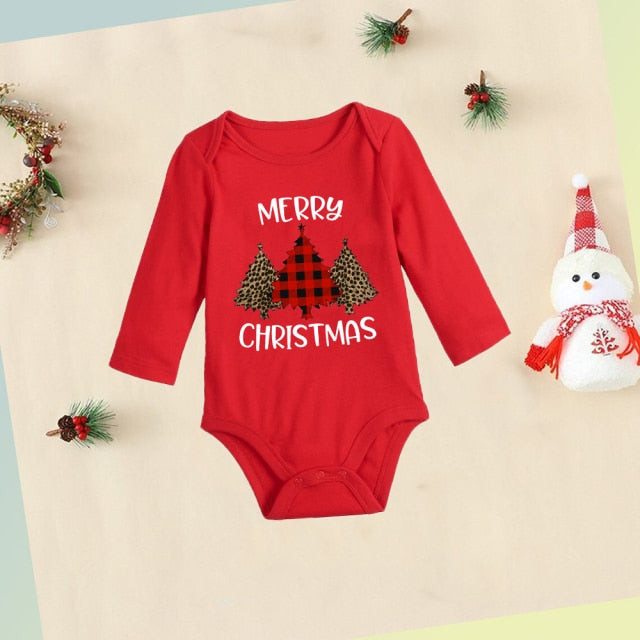 Newborn First Christmas Baby Red Cotton Romper Infant Boys Girls Unisex Long Sleeve Bodysuit Jumpsuit Clothes Toddler Xmas Gift