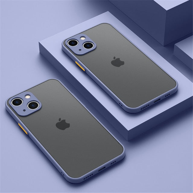 Shockproof Armor Matte Case For iPhone 13 12 11 Pro Max XR X S 6 7 8 Plus SE Mini Luxury Silicon Bumper Clear Hard PC Cover Capa