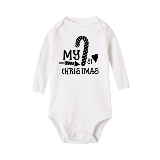 My First Christmas Newborn Baby Long Sleeve Romper Jumpsuit Infant Girls Boys Unisex Bodysuits Outfit Xmas Holiday Party Clothes