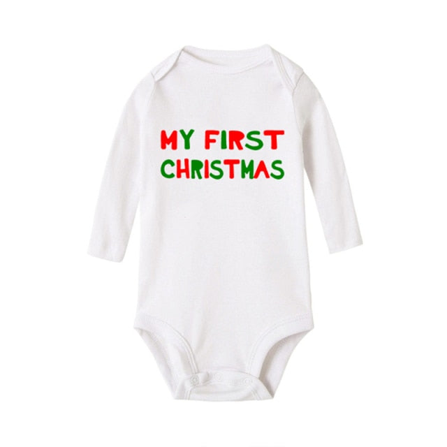 My First Christmas Newborn Baby Long Sleeve Romper Jumpsuit Infant Girls Boys Unisex Bodysuits Outfit Xmas Holiday Party Clothes