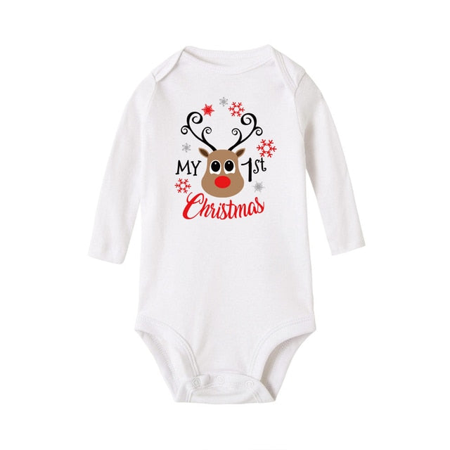 My First Christmas Newborn Baby Long Sleeve Romper Jumpsuit Infant Girls Boys Unisex Bodysuits Outfit Xmas Holiday Party Clothes