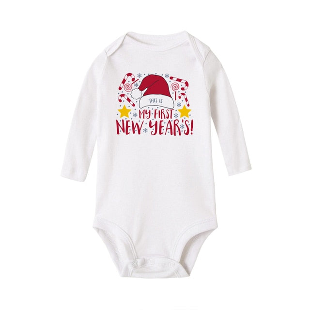 My First Christmas Newborn Baby Long Sleeve Romper Jumpsuit Infant Girls Boys Unisex Bodysuits Outfit Xmas Holiday Party Clothes