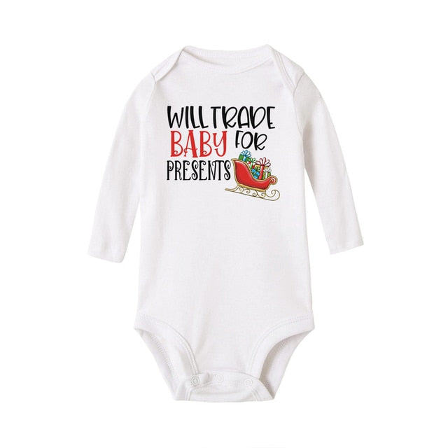 My First Christmas Newborn Baby Long Sleeve Romper Jumpsuit Infant Girls Boys Unisex Bodysuits Outfit Xmas Holiday Party Clothes