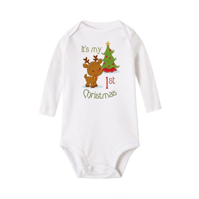 My First Christmas Newborn Baby Long Sleeve Romper Jumpsuit Infant Girls Boys Unisex Bodysuits Outfit Xmas Holiday Party Clothes