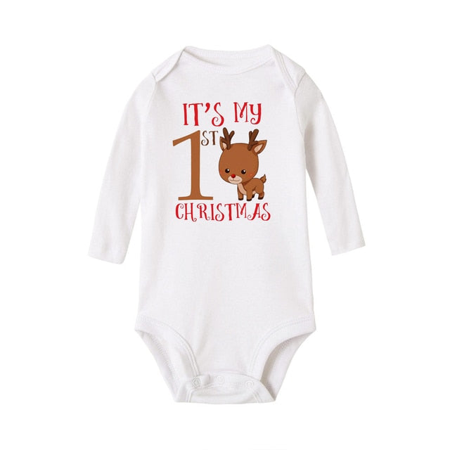 My First Christmas Newborn Baby Long Sleeve Romper Jumpsuit Infant Girls Boys Unisex Bodysuits Outfit Xmas Holiday Party Clothes