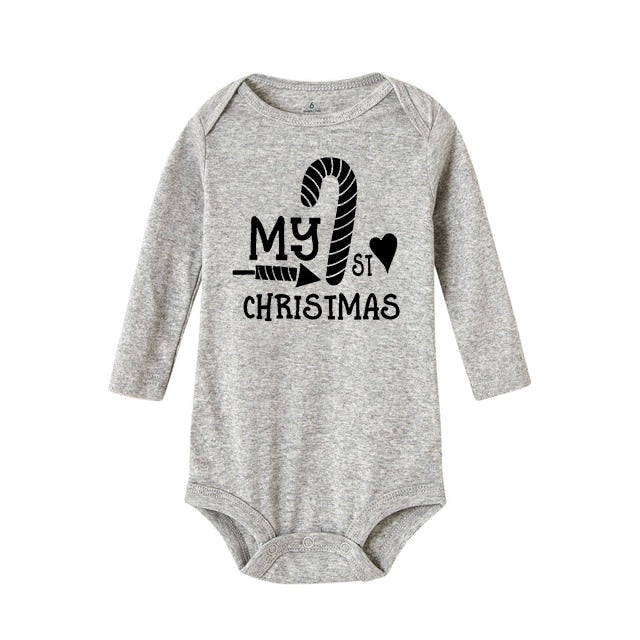 My First Christmas Newborn Baby Long Sleeve Romper Jumpsuit Infant Girls Boys Unisex Bodysuits Outfit Xmas Holiday Party Clothes