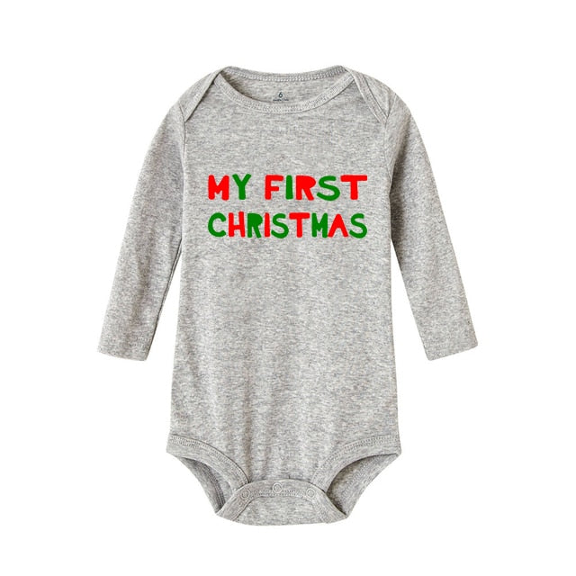 My First Christmas Newborn Baby Long Sleeve Romper Jumpsuit Infant Girls Boys Unisex Bodysuits Outfit Xmas Holiday Party Clothes