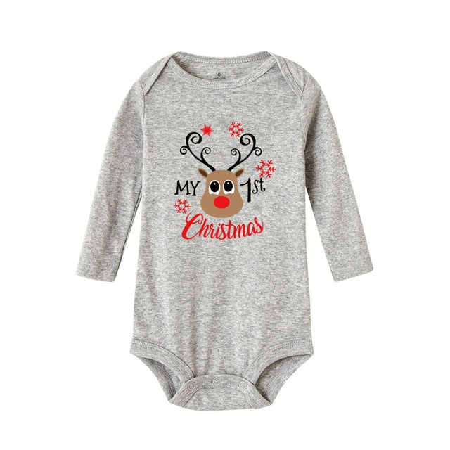 My First Christmas Newborn Baby Long Sleeve Romper Jumpsuit Infant Girls Boys Unisex Bodysuits Outfit Xmas Holiday Party Clothes