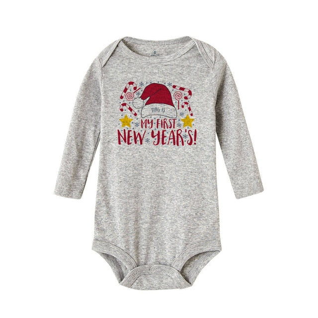 My First Christmas Newborn Baby Long Sleeve Romper Jumpsuit Infant Girls Boys Unisex Bodysuits Outfit Xmas Holiday Party Clothes