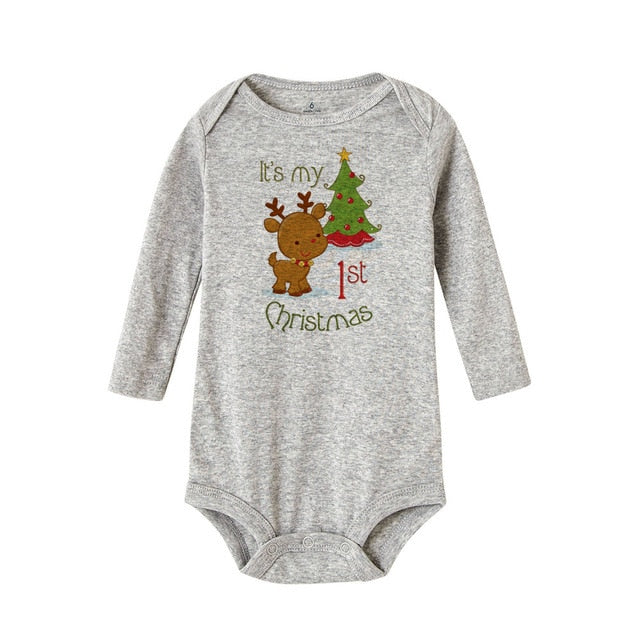 My First Christmas Newborn Baby Long Sleeve Romper Jumpsuit Infant Girls Boys Unisex Bodysuits Outfit Xmas Holiday Party Clothes