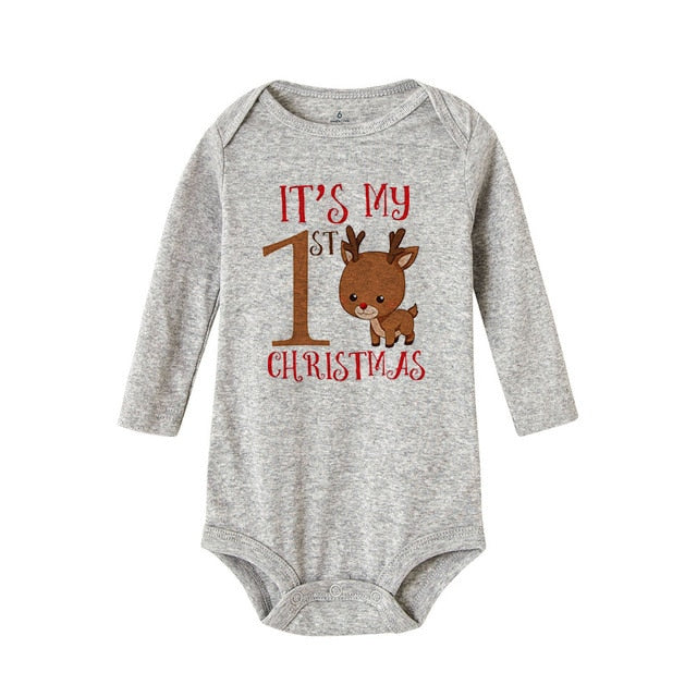 My First Christmas Newborn Baby Long Sleeve Romper Jumpsuit Infant Girls Boys Unisex Bodysuits Outfit Xmas Holiday Party Clothes