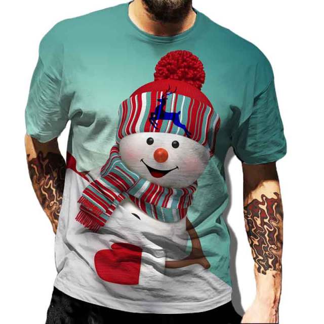 Santa Claus Snowman Christmas Clothes Men T Shirt Classic Tee Tops Man Casual Short Sleeve Fashion Hip Hop Harajuku Streetwear