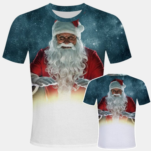 Santa Claus Snowman Christmas Clothes Men T Shirt Classic Tee Tops Man Casual Short Sleeve Fashion Hip Hop Harajuku Streetwear