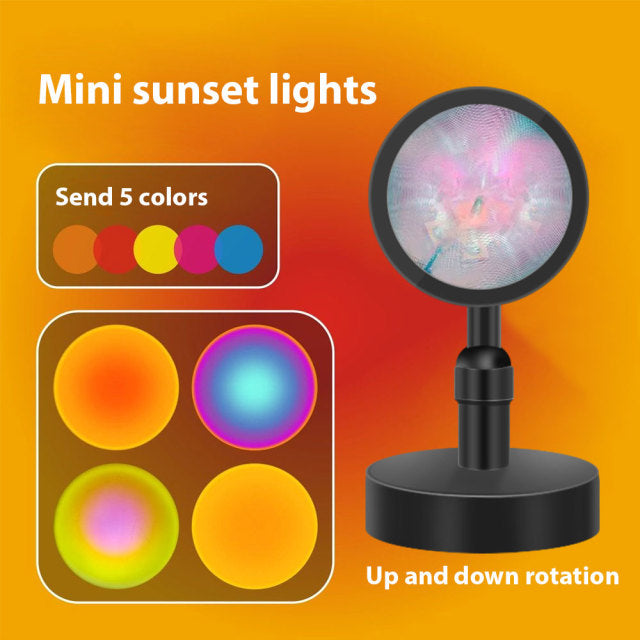 Suntech, Sunset Projection Lamp, USB Rainbow Sunset Lamp Color Changing App Control,180 Degree Rotation SunSet Projection Lamp