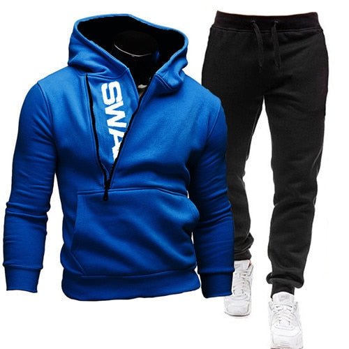 Men Casual Tracksuit Sweatshirt+Sweatpant 2 Pieces Set Men&#39;s Sportswear Outfit Autumn Winter Hooded Male Pullover Hhoodies Suit