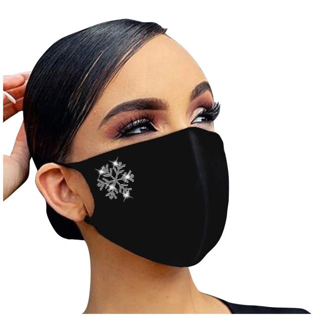 Women Christmas Drill Face Mask Breathable Fashion Cotton Mask Reusable Outdoor Xmas Party Decoration Bandage Facemask Masques