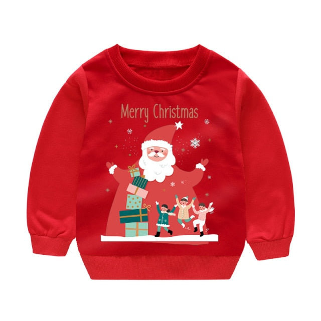 Children's Clothing for Boy Christmas Sweatshirt Baby Boy Santa Sweatsuit Winter T Shirts 2 4 6 Years Kids Winter Causal Clothes