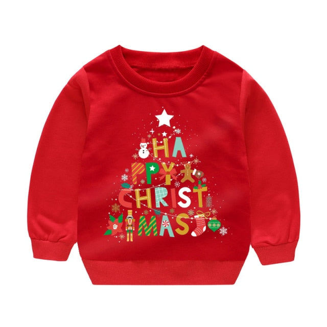 Children's Clothing for Boy Christmas Sweatshirt Baby Boy Santa Sweatsuit Winter T Shirts 2 4 6 Years Kids Winter Causal Clothes