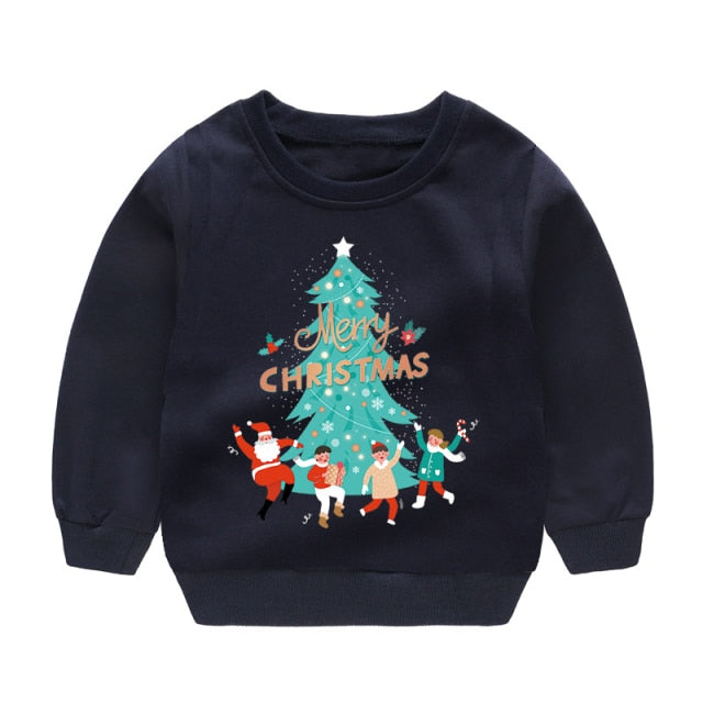 Children's Clothing for Boy Christmas Sweatshirt Baby Boy Santa Sweatsuit Winter T Shirts 2 4 6 Years Kids Winter Causal Clothes