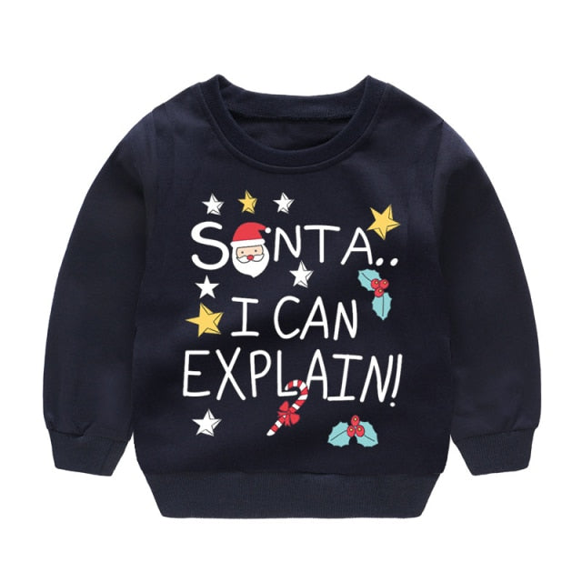 Children's Clothing for Boy Christmas Sweatshirt Baby Boy Santa Sweatsuit Winter T Shirts 2 4 6 Years Kids Winter Causal Clothes