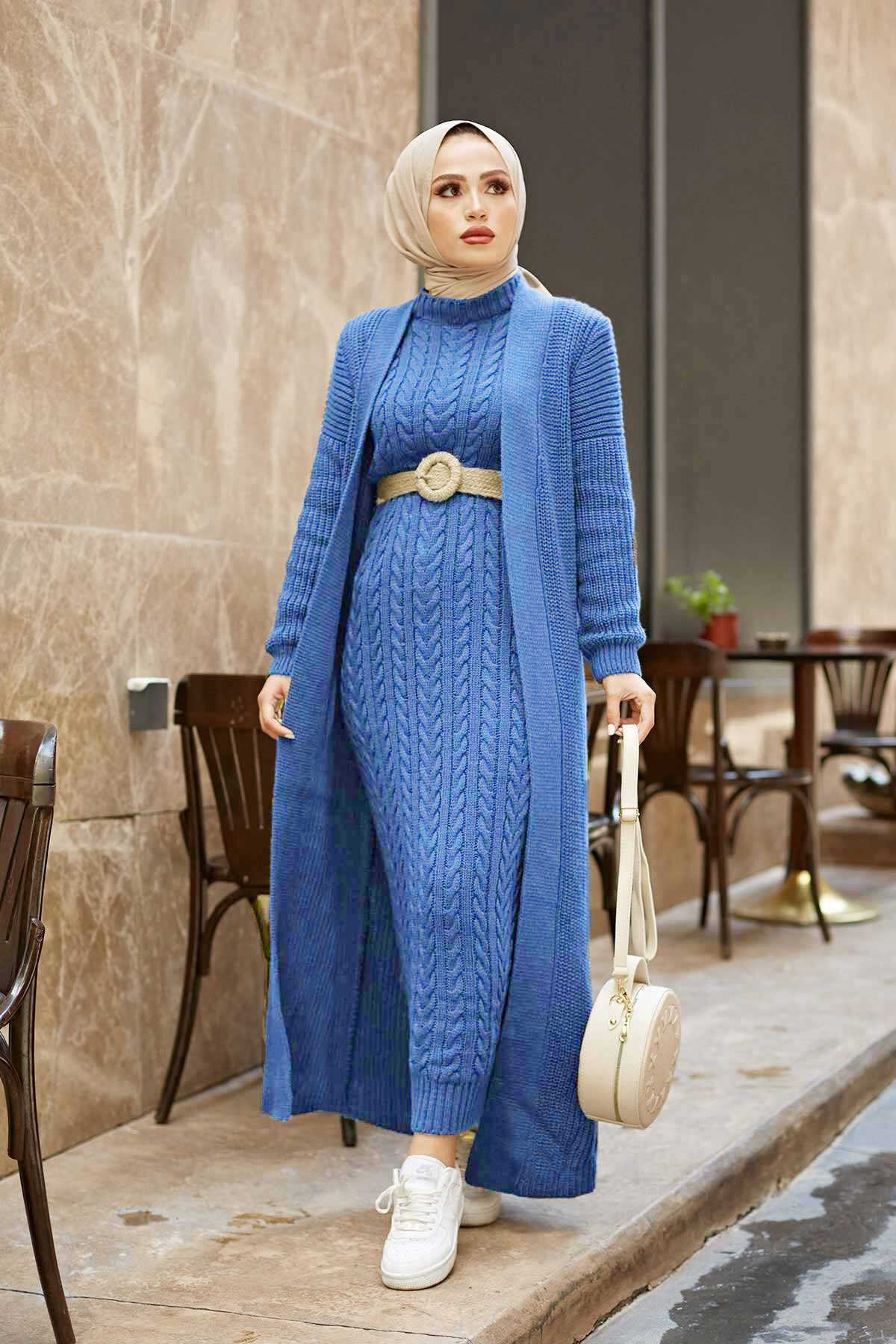 Knitted Cardigan Suit Muslim Fashion Dress Abayas For Women Dubai Abaya Turkish Long Islam Clothing Musulman Autumun 2022 Winter