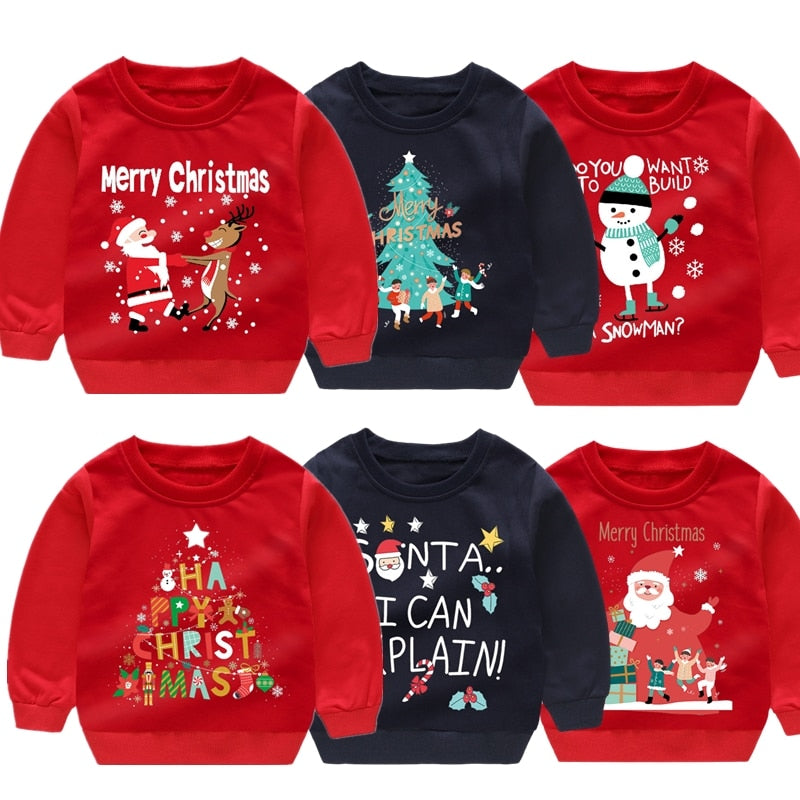 Children's Clothing for Boy Christmas Sweatshirt Baby Boy Santa Sweatsuit Winter T Shirts 2 4 6 Years Kids Winter Causal Clothes