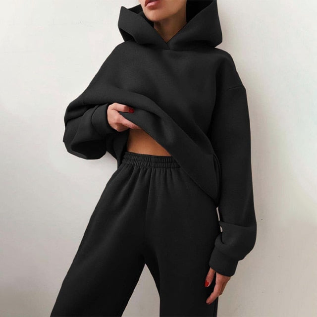 Women's Tracksuit Suit Autumn Fashion Warm Hoodie Sweatshirts Two pieces Oversized Causal Hoody Pullovers Long Pant Sets