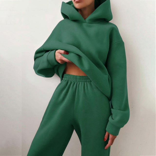 Women's Tracksuit Suit Autumn Fashion Warm Hoodie Sweatshirts Two pieces Oversized Causal Hoody Pullovers Long Pant Sets