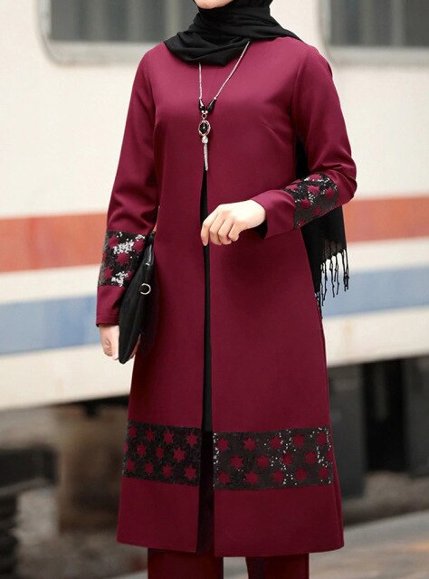 Wepbel Muslim Women Set Middle East Dubai Plus Size Abaya Suit Two Piece Set Islamic Clothing Long Tops Pants Muslim Dress