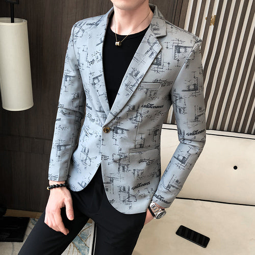 Men Blazer Slim Fit New Business Fashion Formal Trendy Streetwear