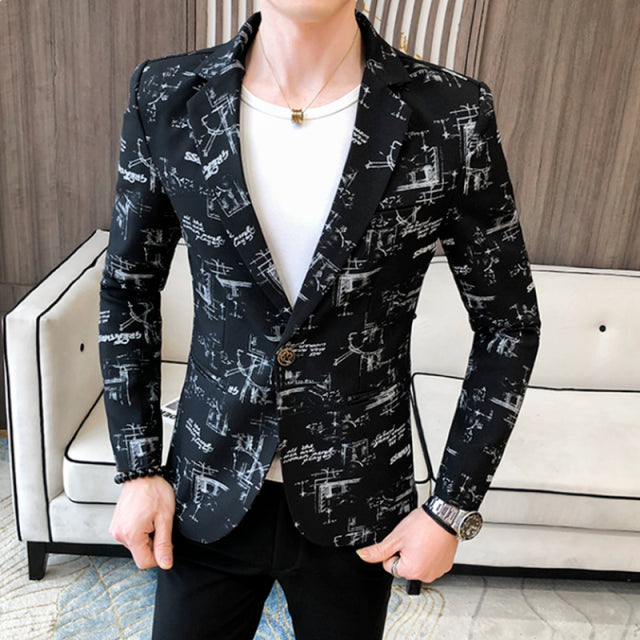 Men Blazer Slim Fit New Business Fashion Formal Trendy Streetwear