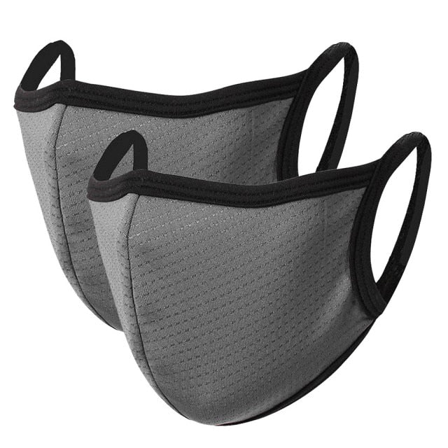 2PC Men Black Mesh Face Mask Breathable Fabric Cloth Mask Adult Reusable Mouth Cover Masques Party Facemask Decoration