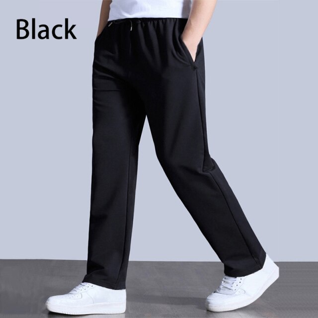 Mens Jogging Sweatpants Sportswear Casual Tracksuit Sports Pants Trousers Oversize Wide Leg Autumn Clothing Black Grey