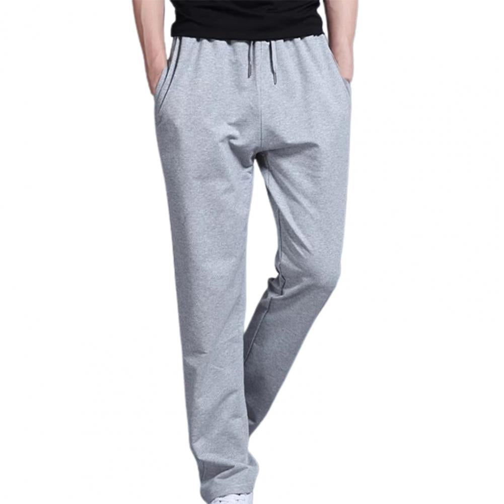 Cotton Joggers Men Jogging Sweatpants Sportswear Knit Tracksuit Sports Pants Trousers Wide Leg Comfy Casual Long Pants Plus Size